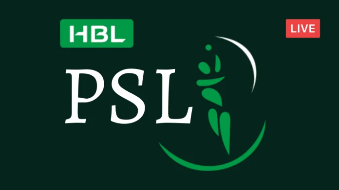 green background with psl logo and live is written in corner showing psl live streaming