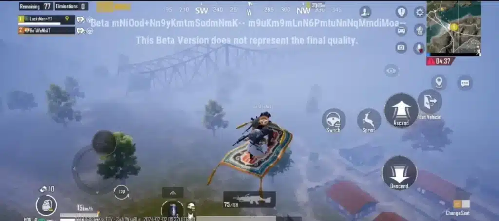 pubg character using flying carpet as vehicle