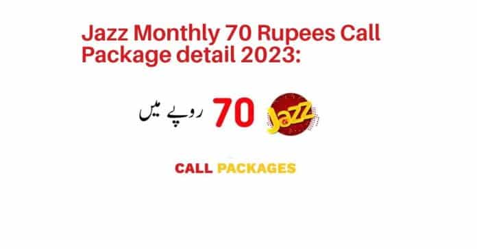image of jazz logo with white background and some text showing Jazz Monthly Call Package Code 70 Rupees