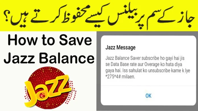 image of a meaasage showing balance save in activated and on left side there is a jazz logo