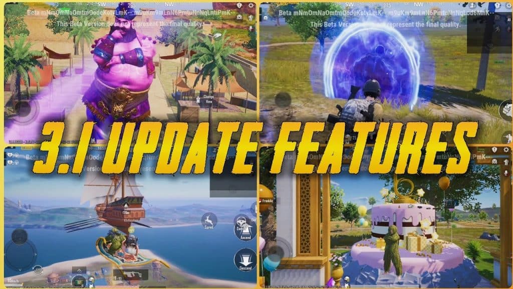 image of different features of pubg mobile in 3.1 update