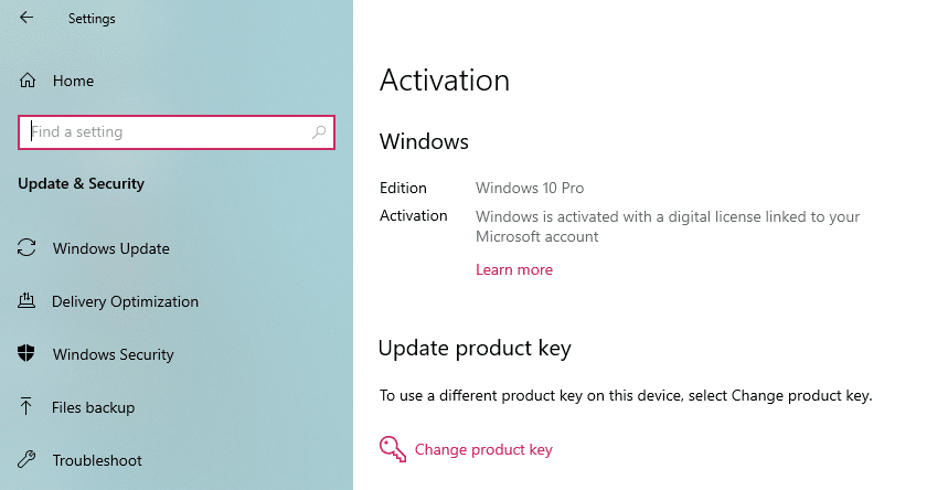 image showing activation tab is open in windows 11