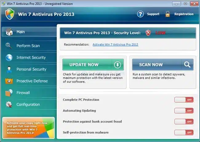 antivirus software is opened in windows 7