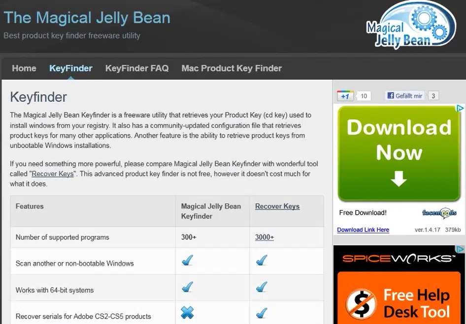 dashboard of Magical Jelly Bean Keyfinder