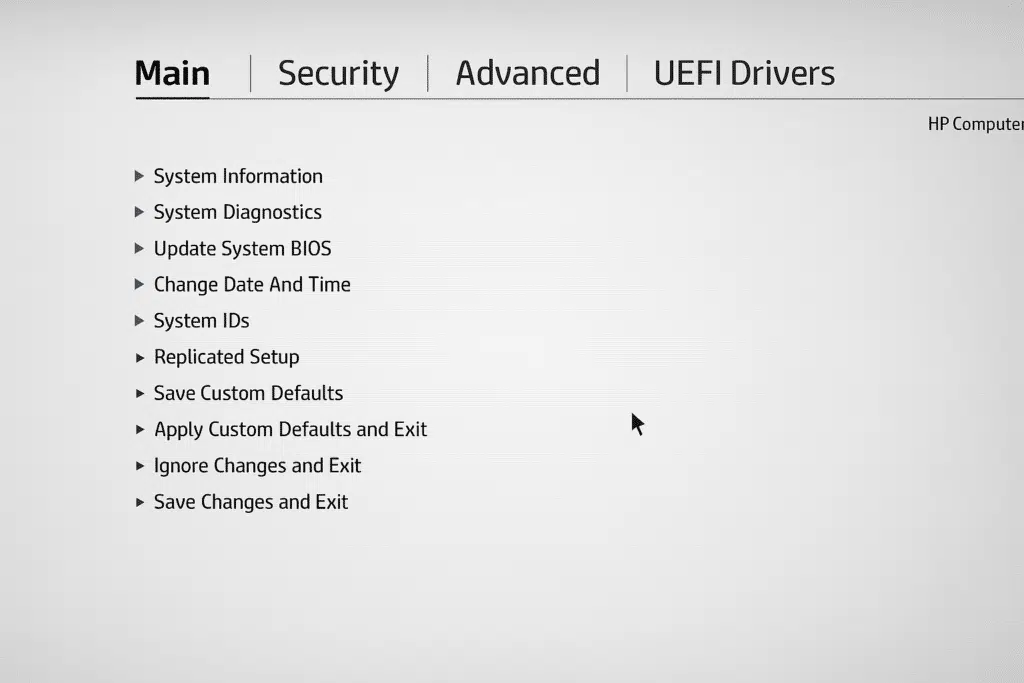 restore default settings in Windows BIOS
