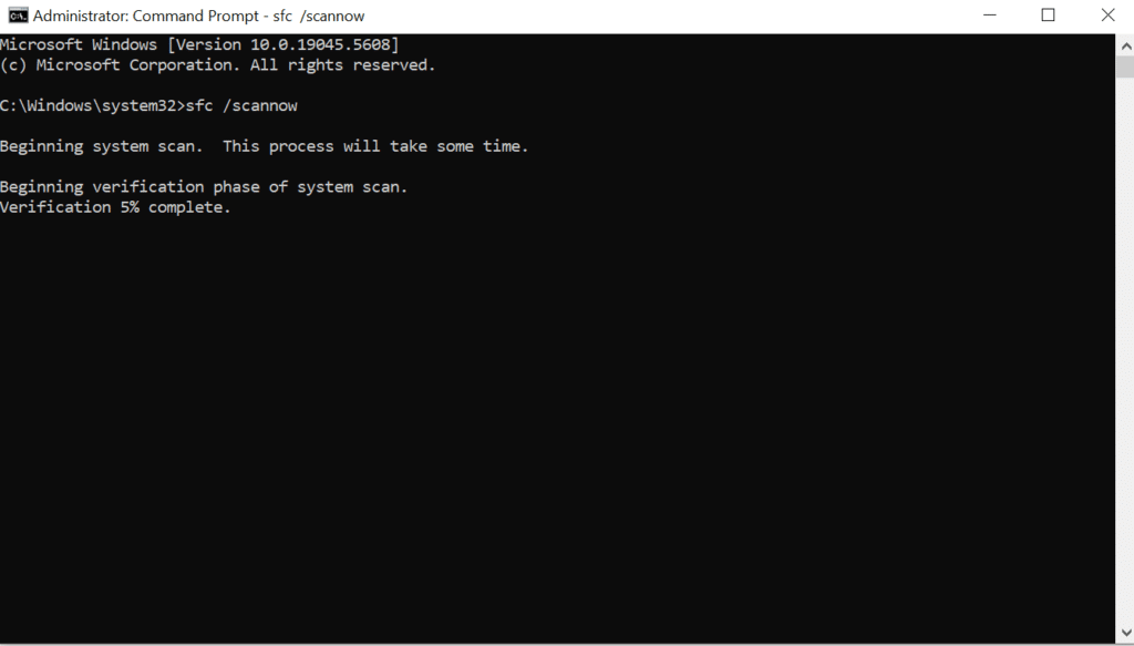 running sfc in cmd