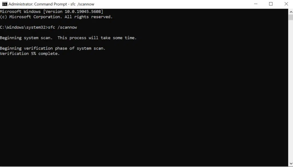 running sfc in cmd