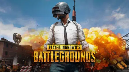 A PUBG character with logo in center