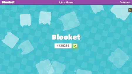 The main dashboard of blooket game where we have to enter a code to join a blooket game