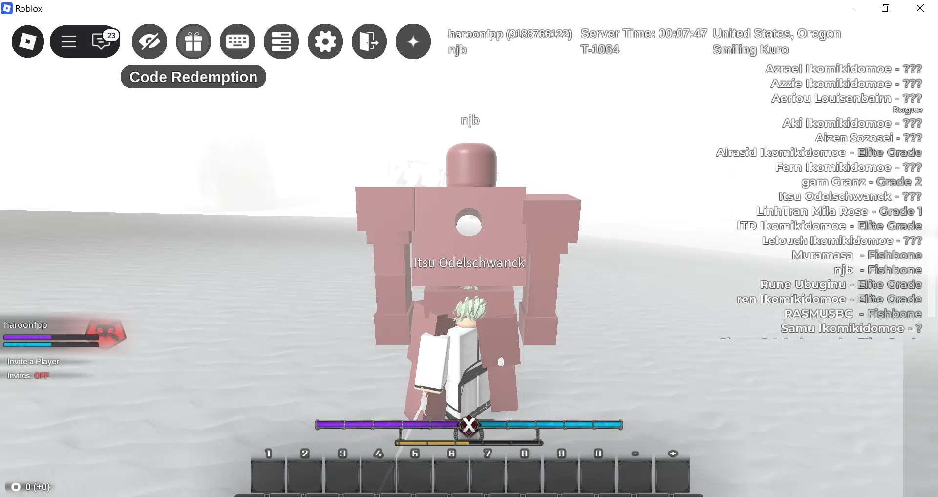 Image showing code redemption box in Type Soul