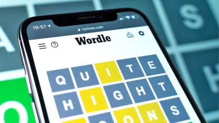 A mobile phone showing Wordle Hints Today