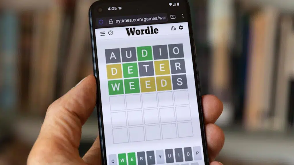 A mobile phone showing Wordle Hint Today