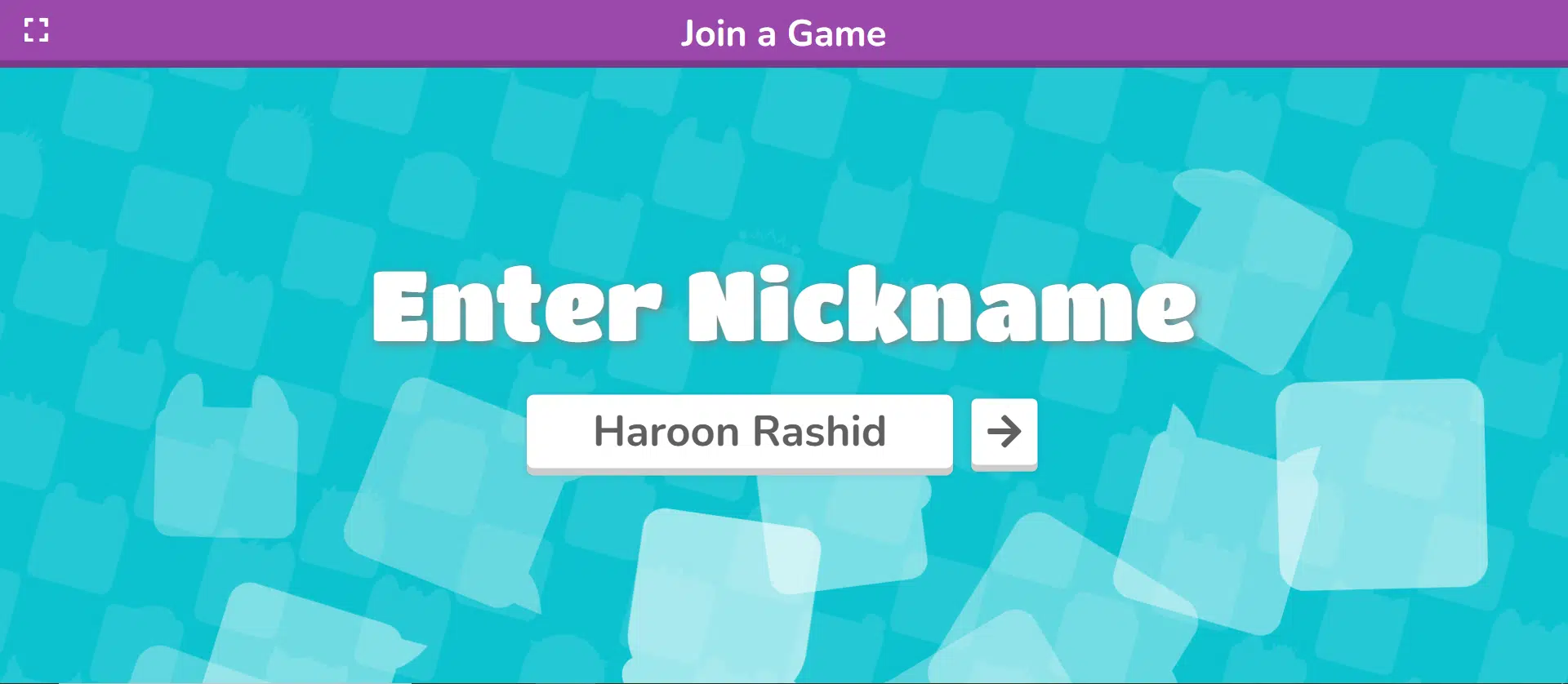 Writing my nickname to enter in the game