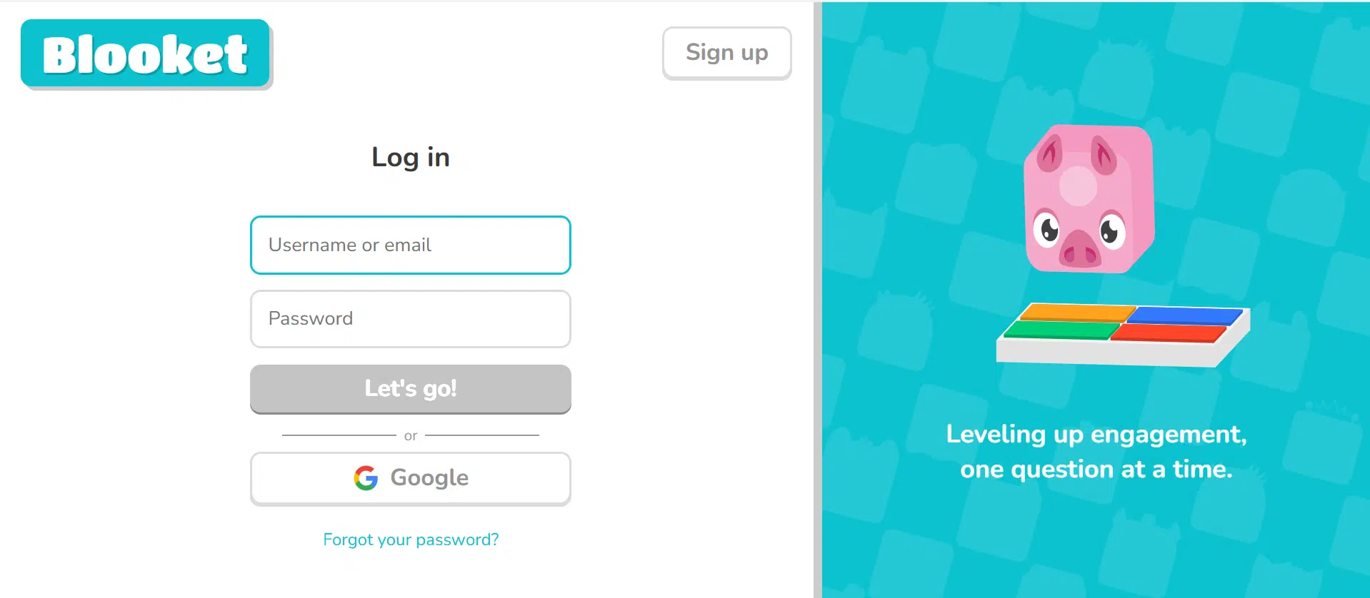 the signup page displaying continue with google button